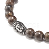 Round Natural Gemstone Braided Bead Bracelet with Buddha Head BJEW-JB07640-5