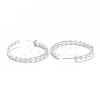 Brass Micro Pave Clear Cubic Zirconia Half Hoop Earrings EJEW-A058-01P-2