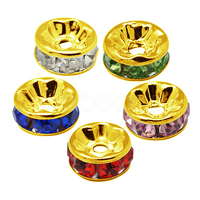 Brass Rhinestone Spacer Beads X-RB-A014-Z8mm-G-1