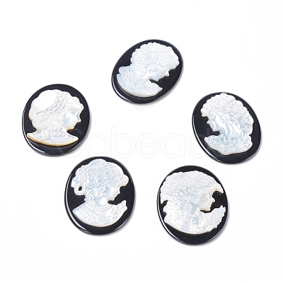 Natural Black Agate Cameo Cabochons G-L556-G-1