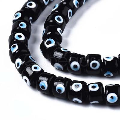 Handmade Evil Eye Lampwork Beads Strands LAMP-WH0006-05A-1