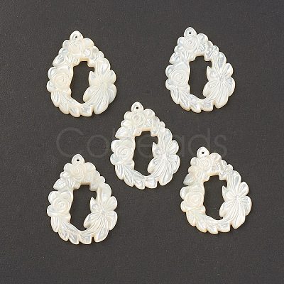 Natural White Shell Pendants SSHEL-T012-16-1