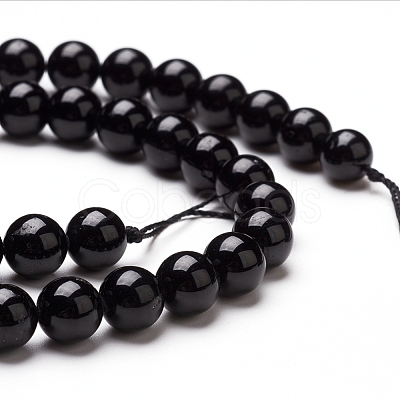 Natural Black Tourmaline Beads Strands G-L554-02-6mm-1