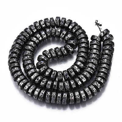 Electroplated Natural Lava Rock Beads Strands G-T114-67-1