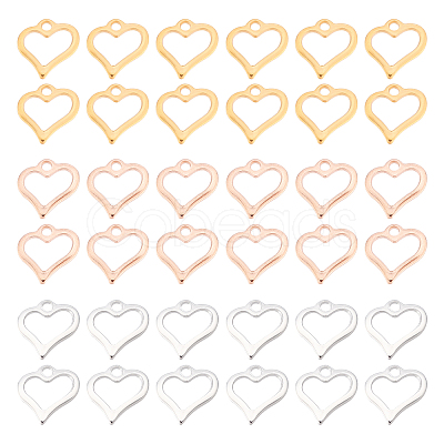 DICOSMETIC 60Pcs 3 Colors 304 Stainless Steel Open Heart Charms STAS-DC0007-60-1