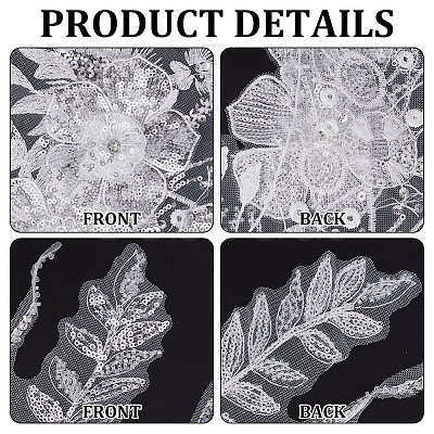 3D Flower Polyester Embroidery Sew on Appliques PATC-WH0008-41-1