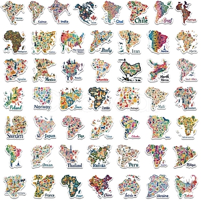 50Pcs PVC Self-Adhesive Picture Stickers STIC-M003-07-1