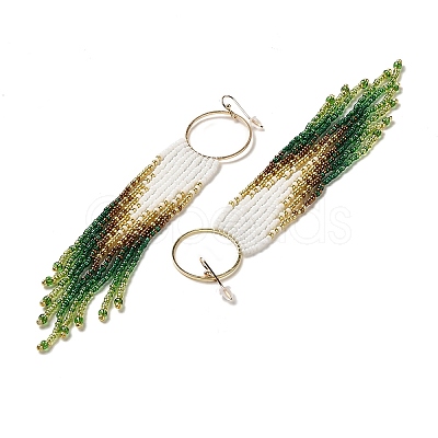 Bohemia Woven Glass Seed Bead Dangle Earrings EJEW-A046-03C-1