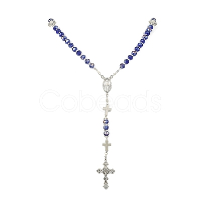 Glass Rosary Bead Necklaces NJEW-TA00080-1