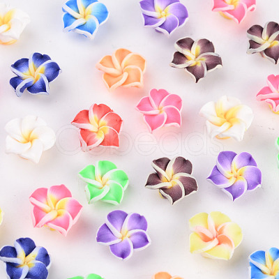 Handmade Polymer Clay 3D Flower Plumeria Beads X-CLAY-Q192-12mm-M-1