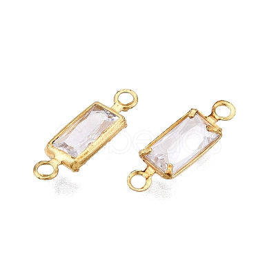 Brass Clear Cubic Zirconia Connector Charms KK-T070-12C-1