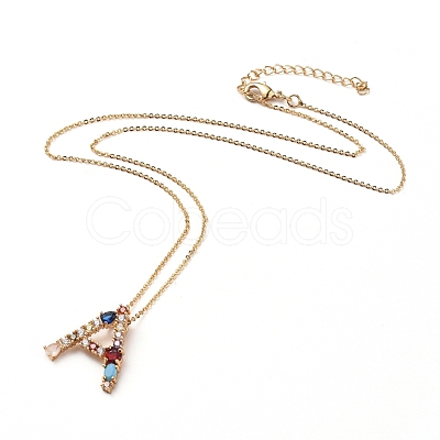 Letter Brass Initial Pendants Necklaces NJEW-JN02584-01-1