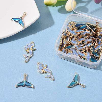 50Pcs 2 Style Alloy Enamel Pendants X1-ENAM-LS0001-10LG-1