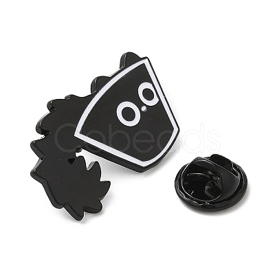 Black Cat with Cup Alloy Enamel Brooch JEWB-E022-04EB-05-1