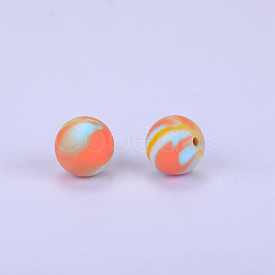 Printed Round Silicone Focal Beads SI-JX0056A-73-1