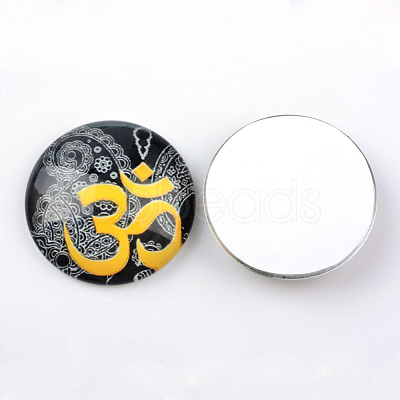 Yoga Theme Glass Cabochons X-GGLA-L011-25mm-05-1