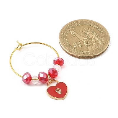 Valentine's Day Theme Heart Alloy Enamel Wine Glass Charms AJEW-JO00195-1