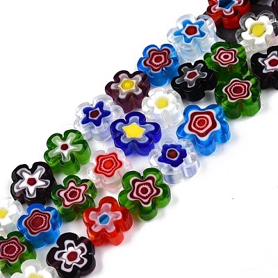 Handmade Millefiori Glass Bead Strands X-LAMP-N029-017D-08-1