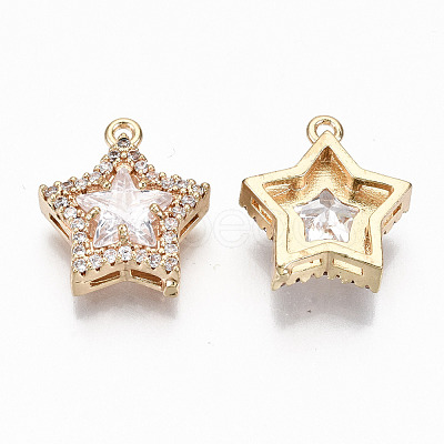 Brass Glass Rhinestone Charms GLAA-S179-25-RS-1