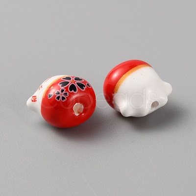 Handmade Porcelain Beads PORC-WH0006-02G-1