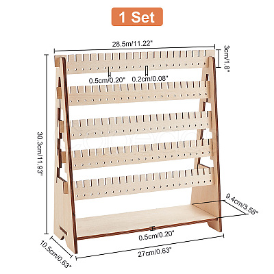 5-Tier Assembled Wood Earring Display Stands EDIS-WH0029-42A-1