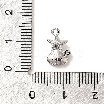 Marine Animal Theme Platinum  Brass Micro Pave Clear Cubic Zirconia Pendants KK-U031-01P-03-1