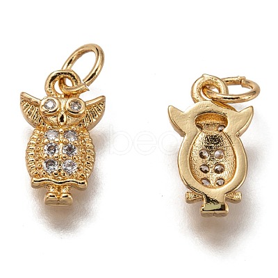 Brass Micro Pave Clear Cubic Zirconia Charms ZIRC-B002-54G-1