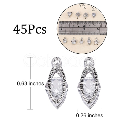 45Pcs 9 Style Alloy Cubic Zirconia Pendants JX646B-1