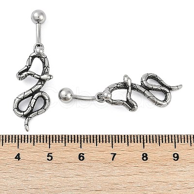 Snake 316 Surgical Stainless Steel Dangle Belly Button Rings EJEW-G416-18D-AS-1