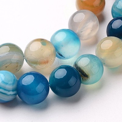 Natural Striped Agate/Banded Agate Beads Strands X-G-D845-01E-10mm-1