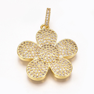 Brass Micro Pave Cubic Zirconia Pendants X-ZIRC-T004-17G-1