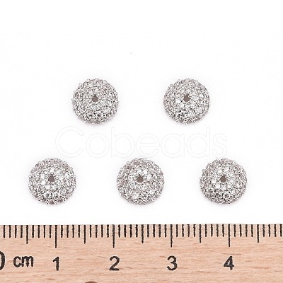 Apetalous Half Round/Dome Brass Micro Pave Cubic Zirconia Bead Caps X-ZIRC-D062-P-1