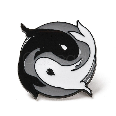 Black White Gray Yin-Yang Eight Trigrams Enamel Pins JEWB-Z014-01A-EB-1