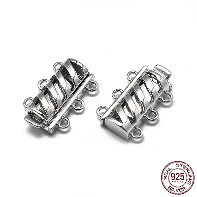 Anti-Tarnish Rhodium Plated 925 Sterling Silver Box Clasps STER-L057-017P-1