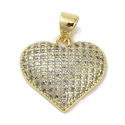 Rack Plating Brass Micro Pave Clear Cubic Zirconia
 Pendants KK-R163-03G-1