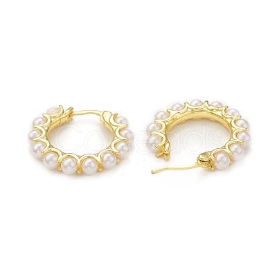 Plastic Imitation Pearl Beaded Hoop Earrings EJEW-G340-01G-1