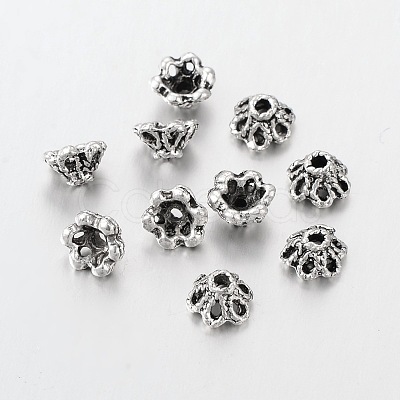 Antique Silver Flower Bead Caps X-AA296-1