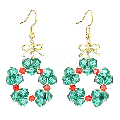 Christmas Theme Imitation Austrian Crystal Dangle Earrings EJEW-TA00468-1