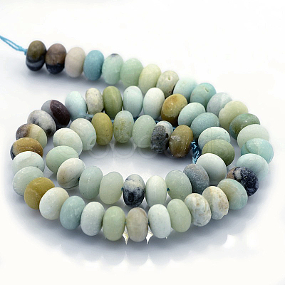 Natural Frosted Flower Amazonite Beads Strands G-O015-10x6mm-01-1