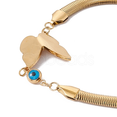 Enamel Evil Eye Link Bracelet with Flat Snake Chains BJEW-P284-06D-G-1