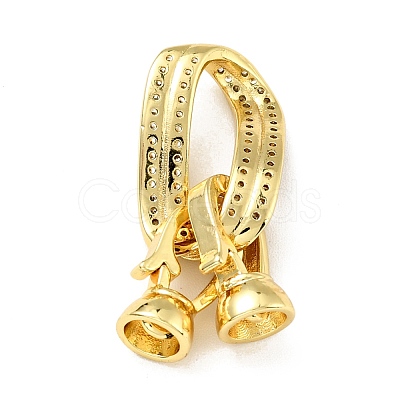 Rack Plating Brass Micro Pave Clear Cubic Zirconia Fold Over Clasps KK-E034-49G-1