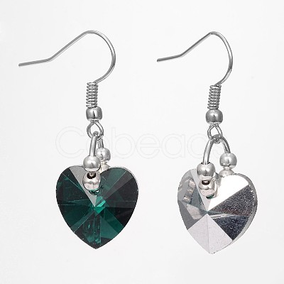 Heart Glass Dangle Earrings EJEW-JE01737-1