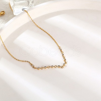 Cubic Zirconia Column Pendant Necklace with Brass Cable Chains UU3534-1-1