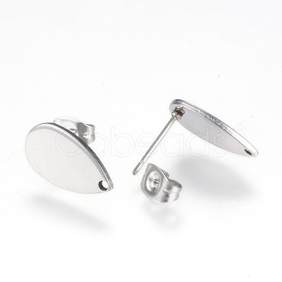 Non-Tarnish 304 Stainless Steel Stud Earring Findings MAK-R012-09-1