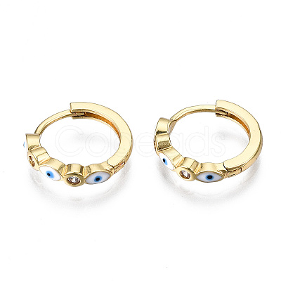 Brass Micro Pave Cubic Zirconia Huggie Hoop Earrings X-EJEW-T014-09G-04-NF-1