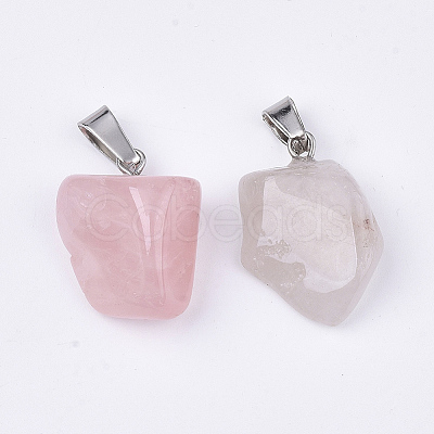 Natural Rose Quartz Pendants G-Q996-31-1