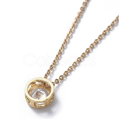 Brass Micro Pave Cubic Zirconia Pendant Necklaces NJEW-JN02426-1