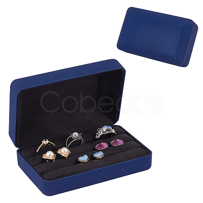 3-Slot Rectangle PU Leather Finger Ring Display Boxes CON-WH0099-10A-1