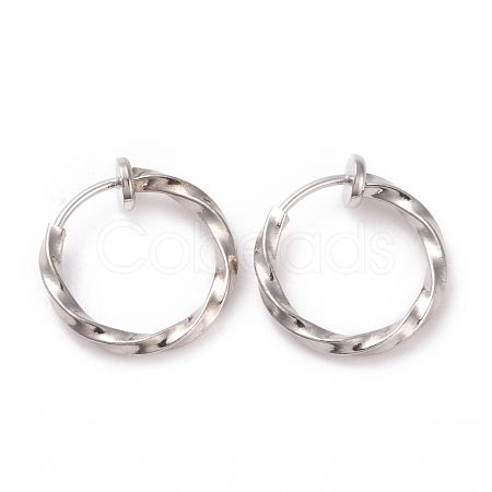 Electroplated Brass Twisted Tubular Hoop Earrings for Women EJEW-G299-01A-P-1