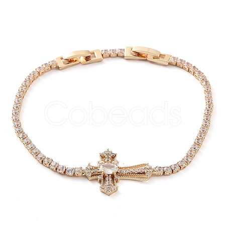 Golden Brass Link Bracelet BJEW-C055-05F-G-1